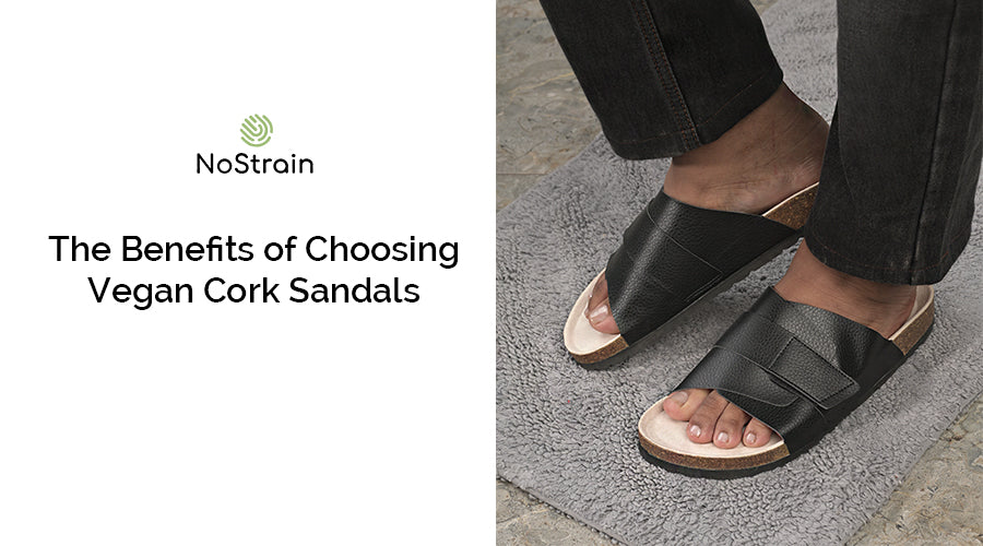 Vegan cork sandals with adjustable straps, eco-friendly and stylish footwear for all occasions.