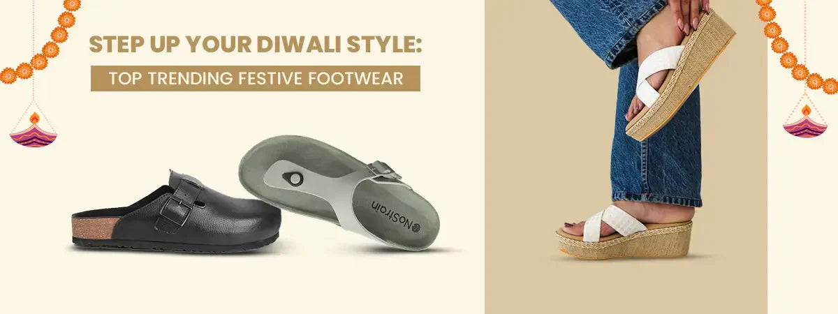 Festive Diwali footwear for women and men, NoStrain