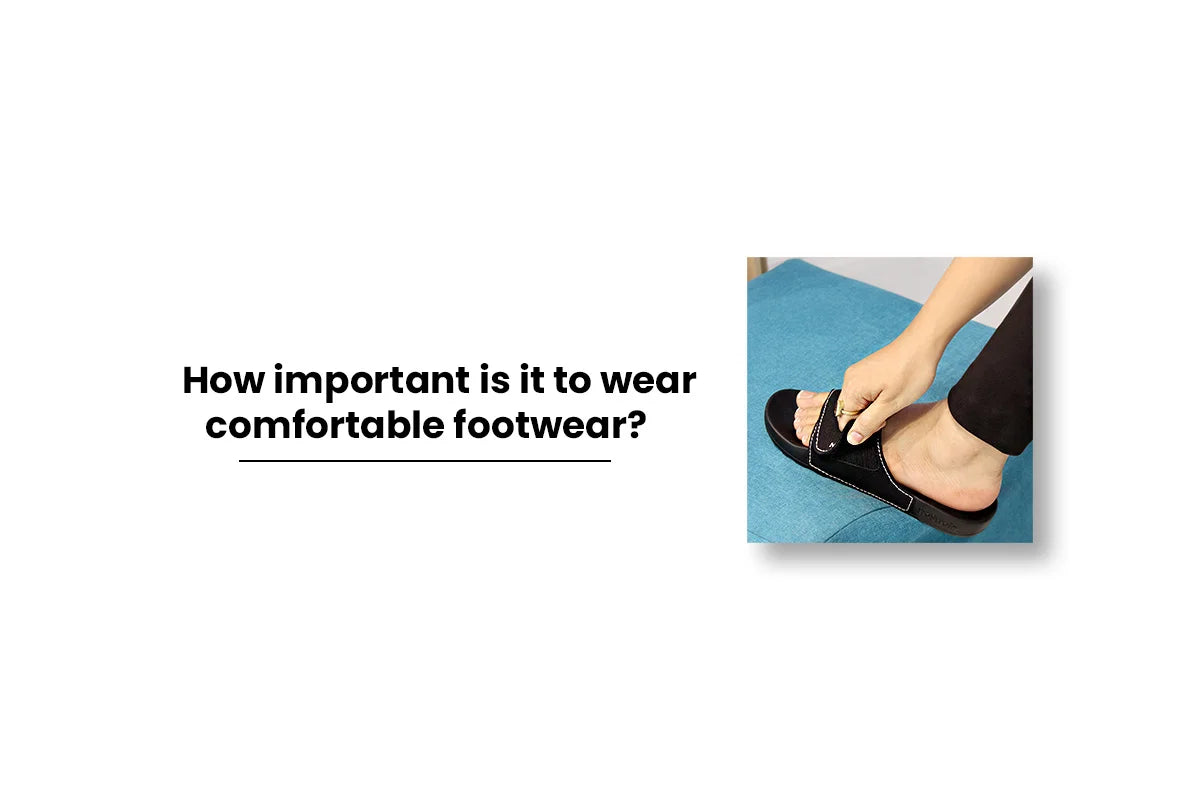 A person wearing comfortable footwear designed for health, showcasing the importance of choosing the right shoes for foot health and posture.