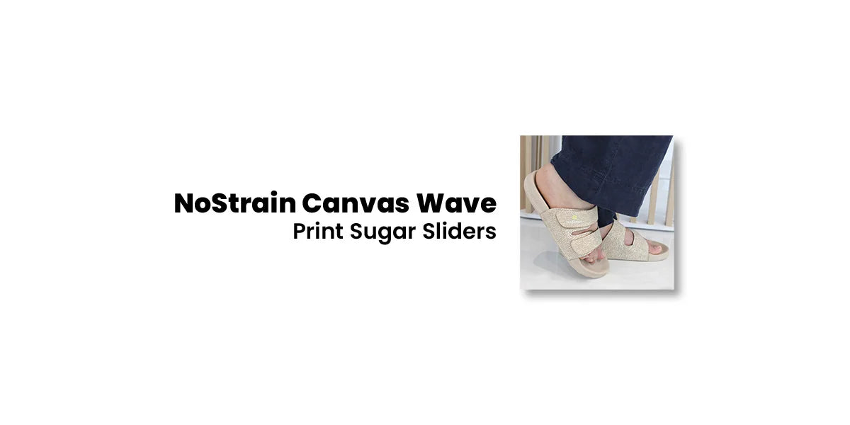 Sandy beige wave print canvas sliders for men with eco-friendly EVA sole and durable canvas fabric straps, perfect for comfort and style.