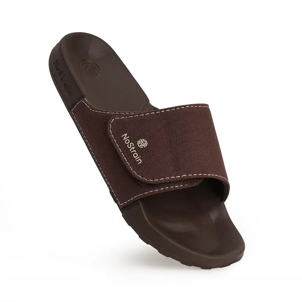 Men's slides in a stylish Brown canvas, ideal for everyday wear.