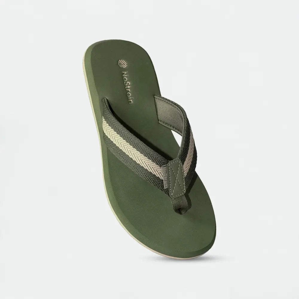 Men’s Angular Slippers in Olive green/Beige, Webbing Upper, Lightweight Triple-Layer EVA Sole, Everyday Slip-On Comfort (AN20)