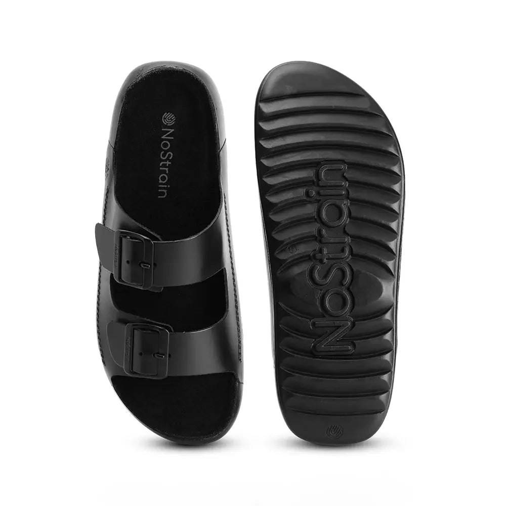 black luxury stylish leather sandals for men