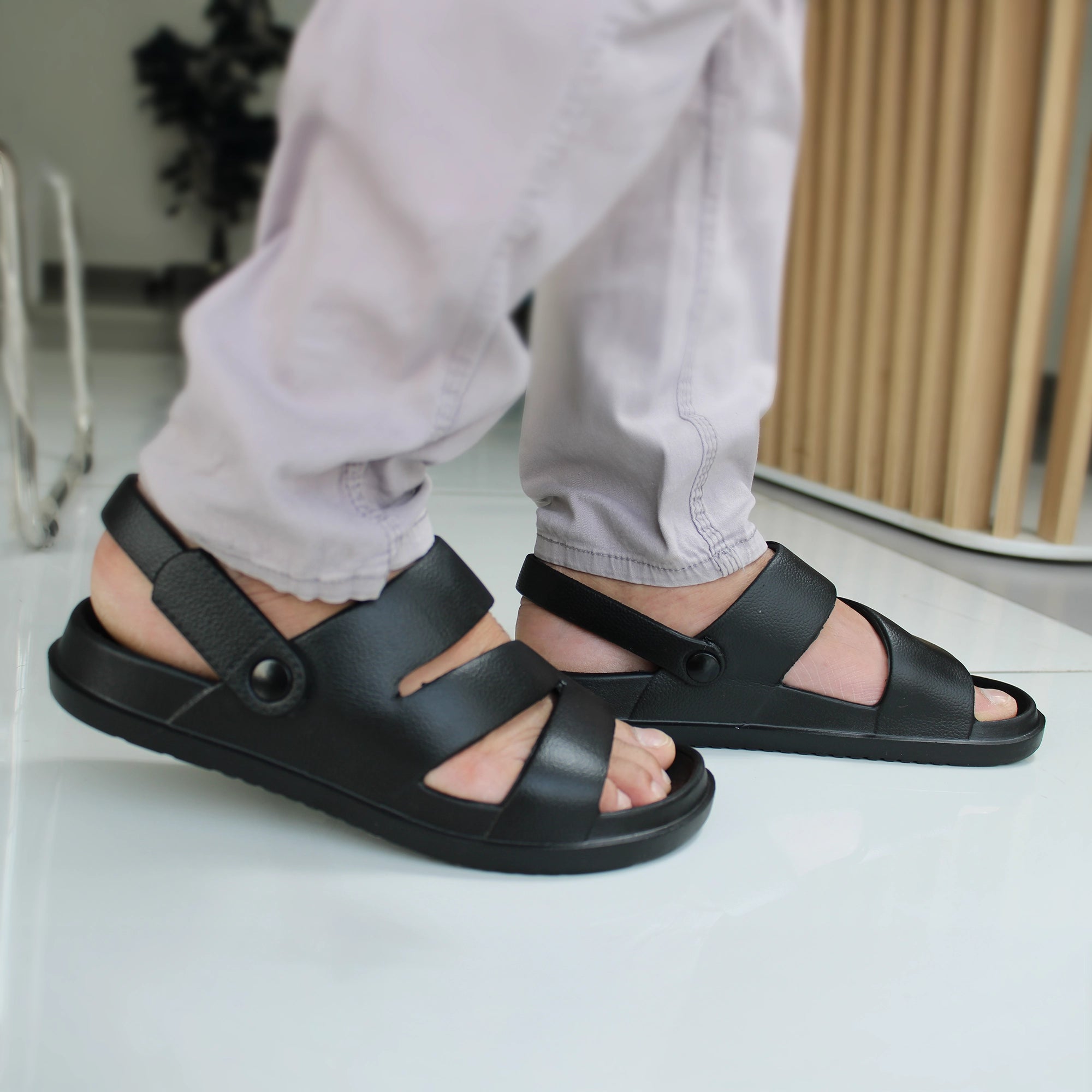 Men's Zigzag Black Waterproof Sandals (MS1)