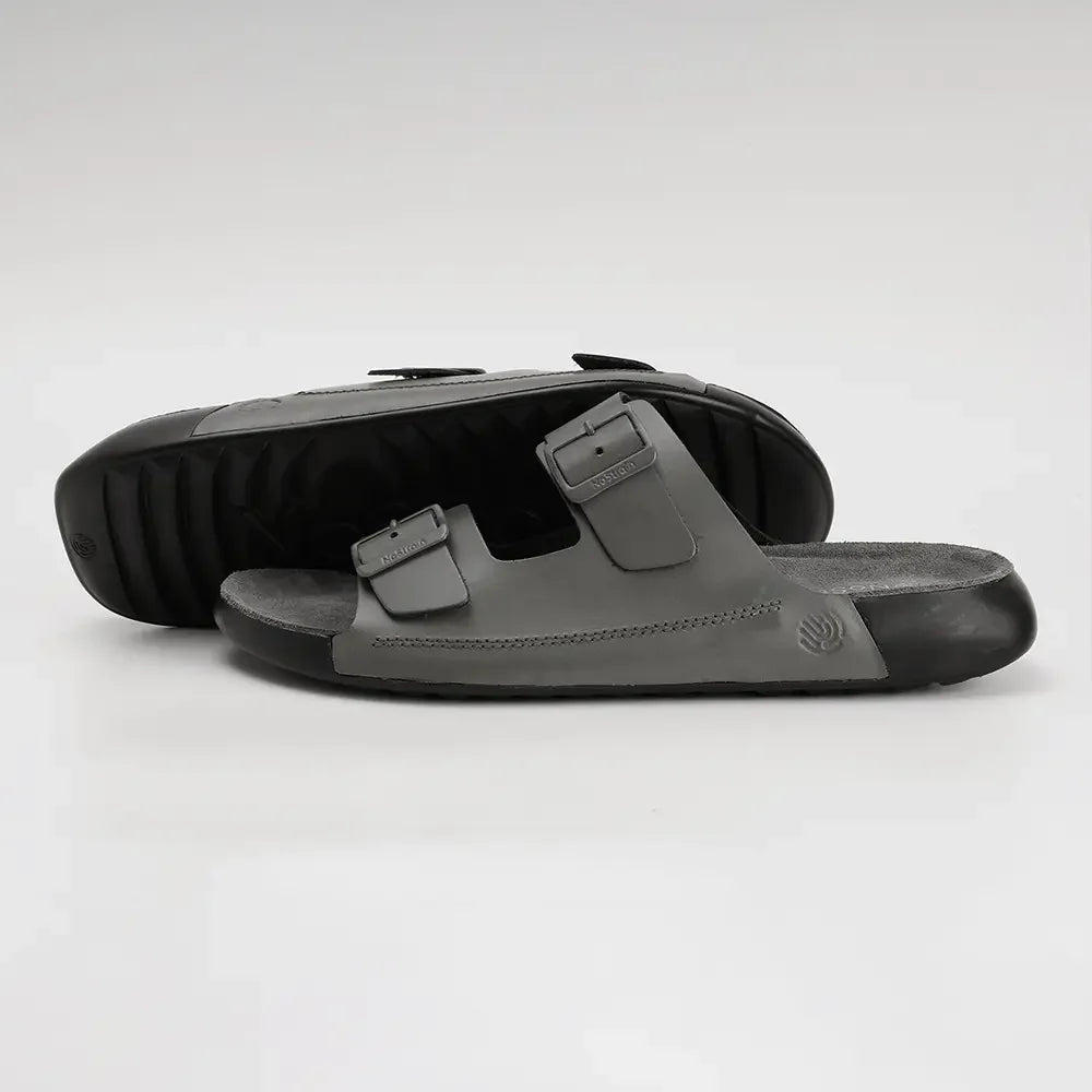 grey leather sandals for men