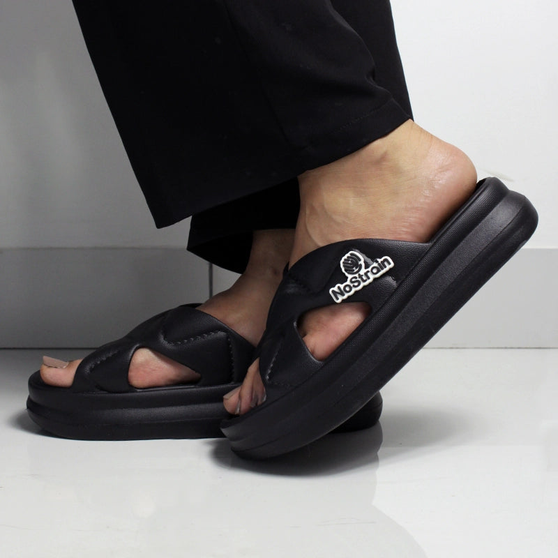 Women's Waterproof Cross Strap Sandals Cushioned Soft Sole Non-Slip EVA  Slip-On Sandals (Black) MS-15