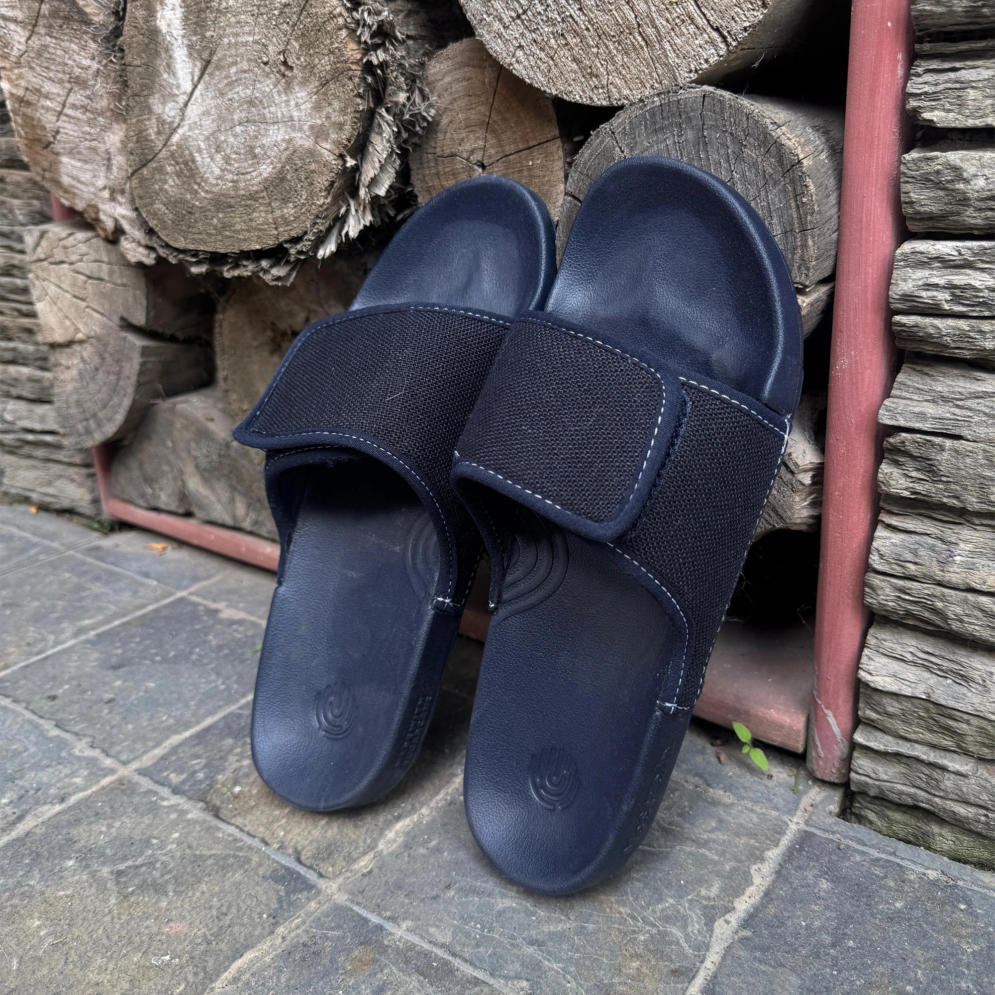 Navy blue sliders for men