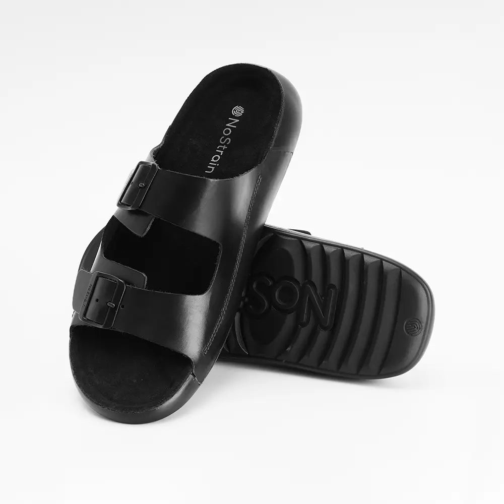 Versatile black buckle sandals for women, providing comfortable, stylish wear every day.