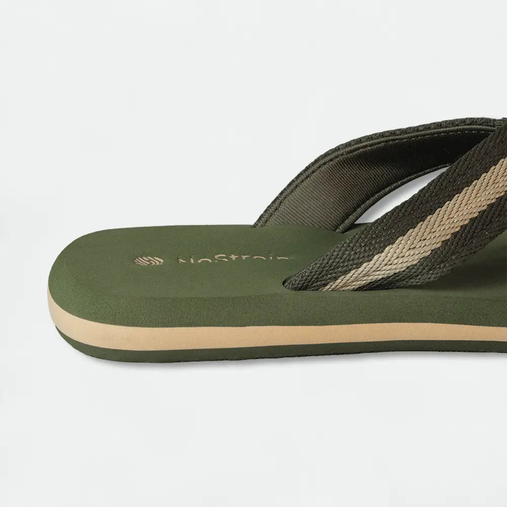 Men’s Angular Slippers in Olive green/Beige, Webbing Upper, Lightweight Triple-Layer EVA Sole, Everyday Slip-On Comfort (AN20)