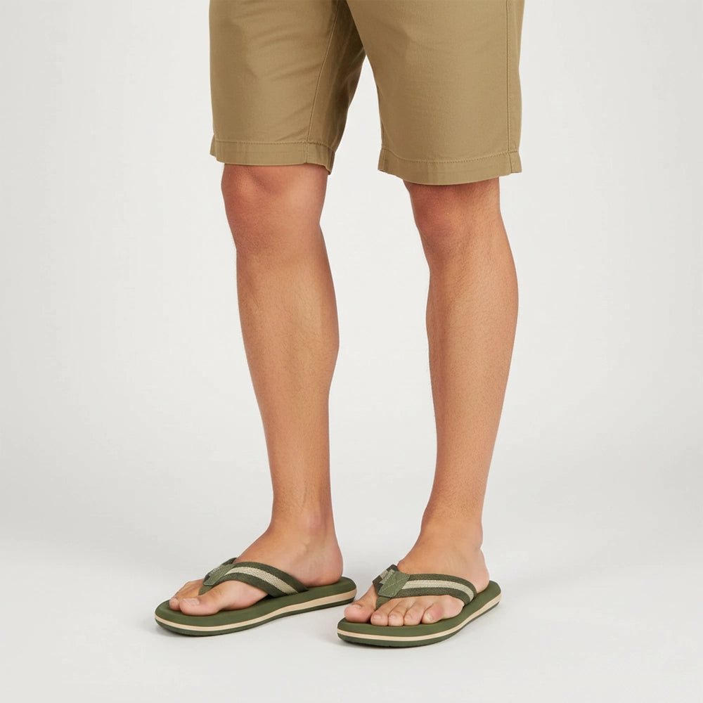 Men’s Angular Slippers in Olive green/Beige, Webbing Upper, Lightweight Triple-Layer EVA Sole, Everyday Slip-On Comfort (AN20)