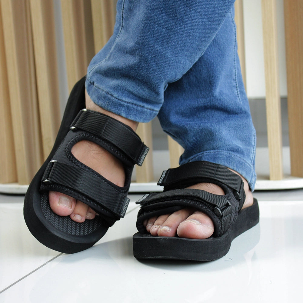 Black formal sandals for men