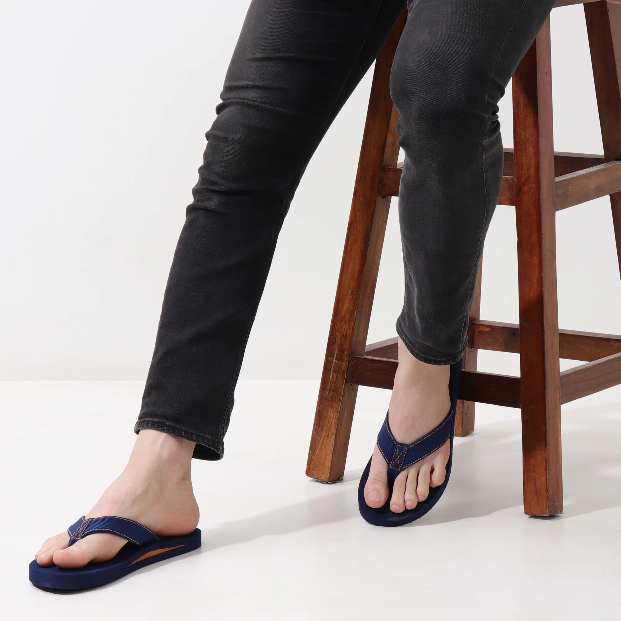 Blue Stripe Casual Slippers for Men – Arch Support and Washable Comfort