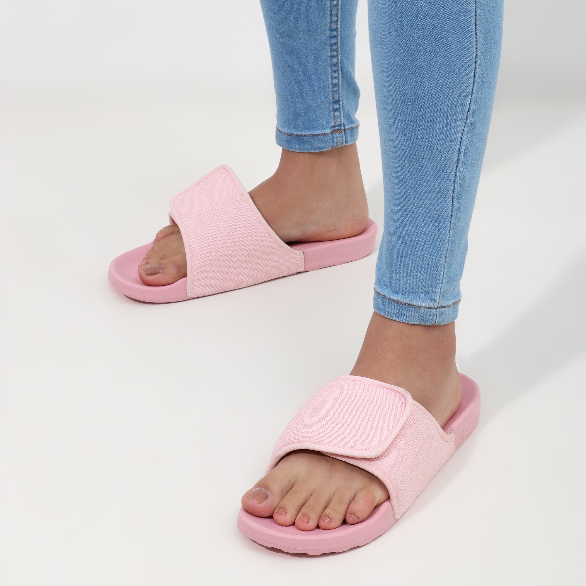 Linen Sugar Sliders - Pastel Pink Casual Sliders for Women (Geva 19)