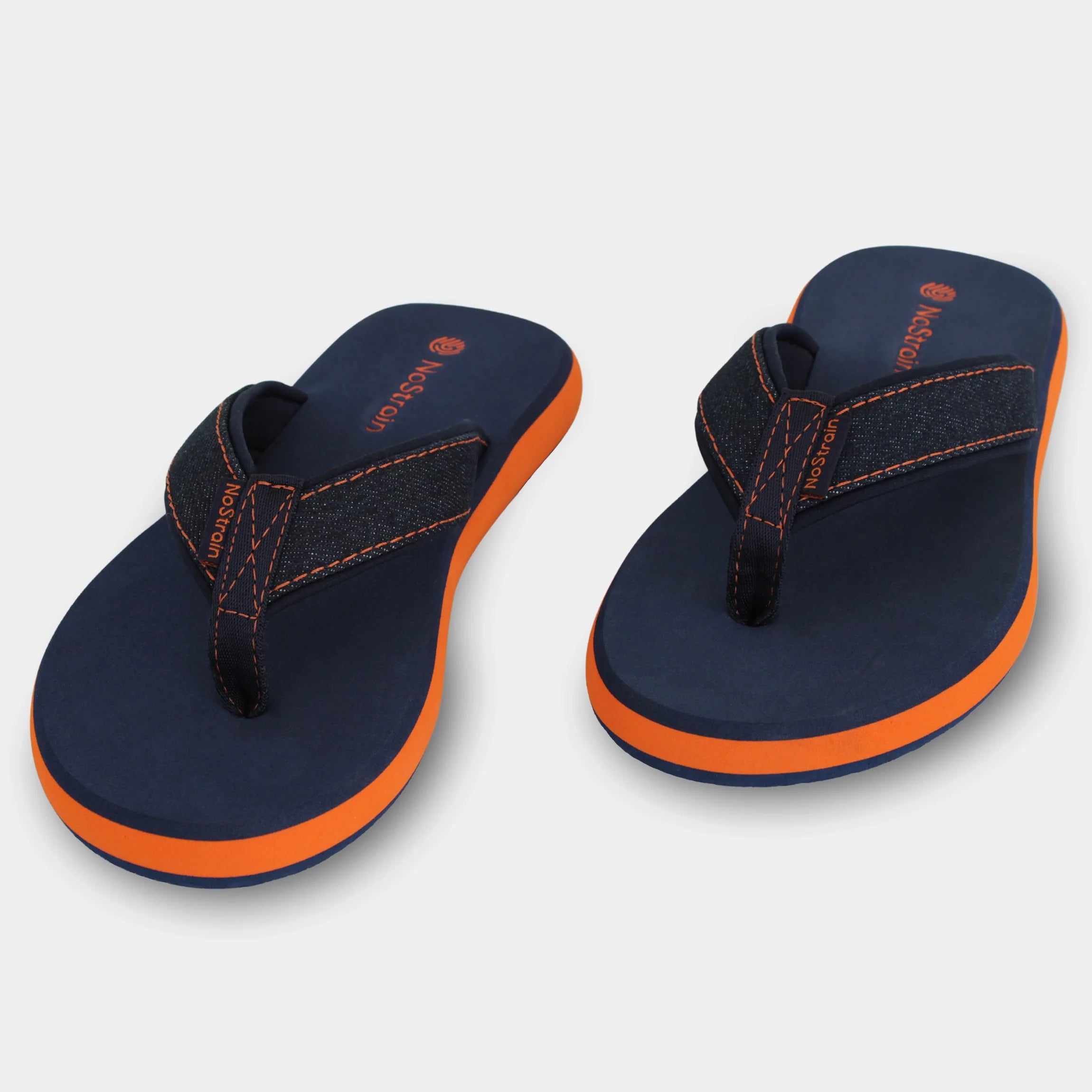Slippers for men in blue color, with stitched straps