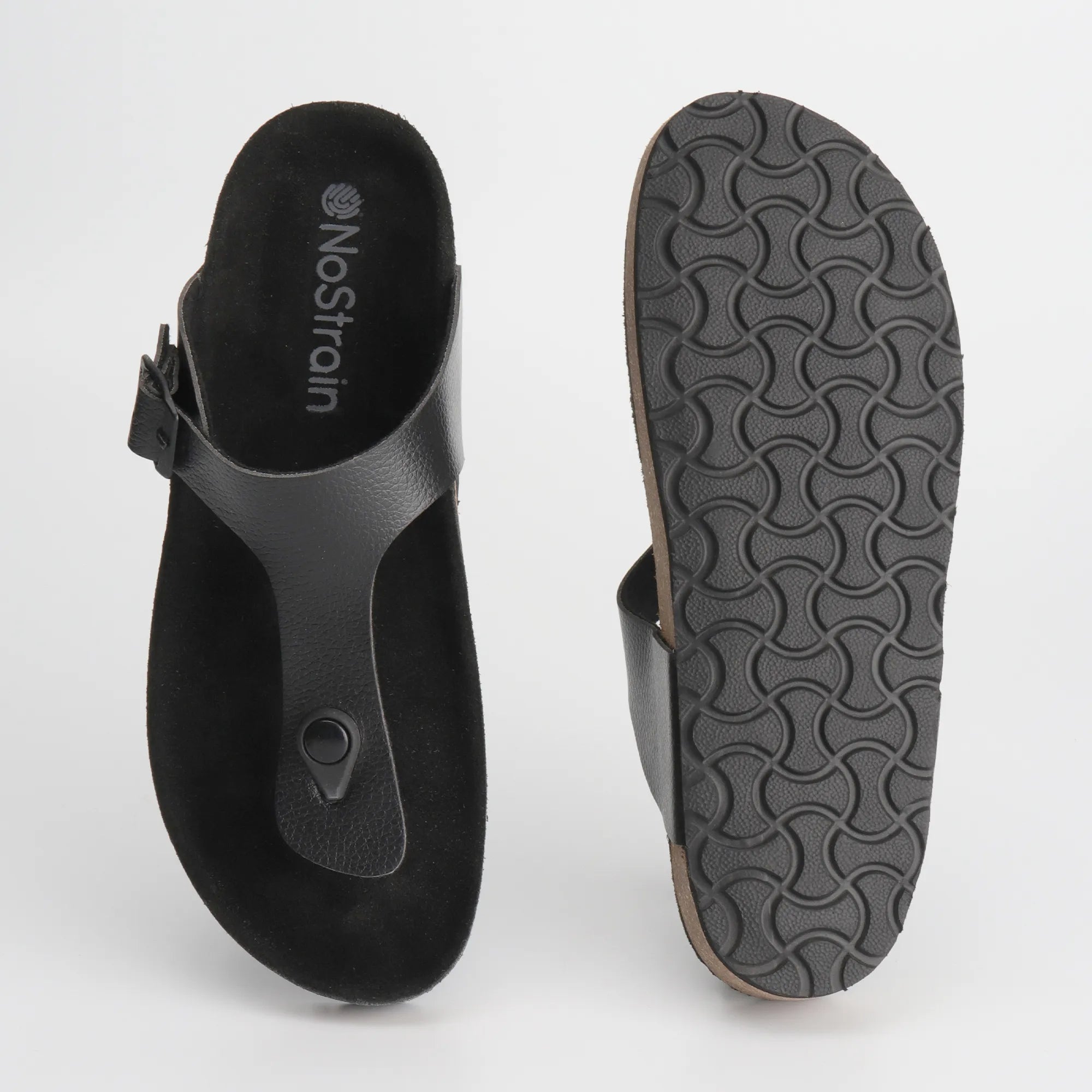 Black thong cork sandals for ladies