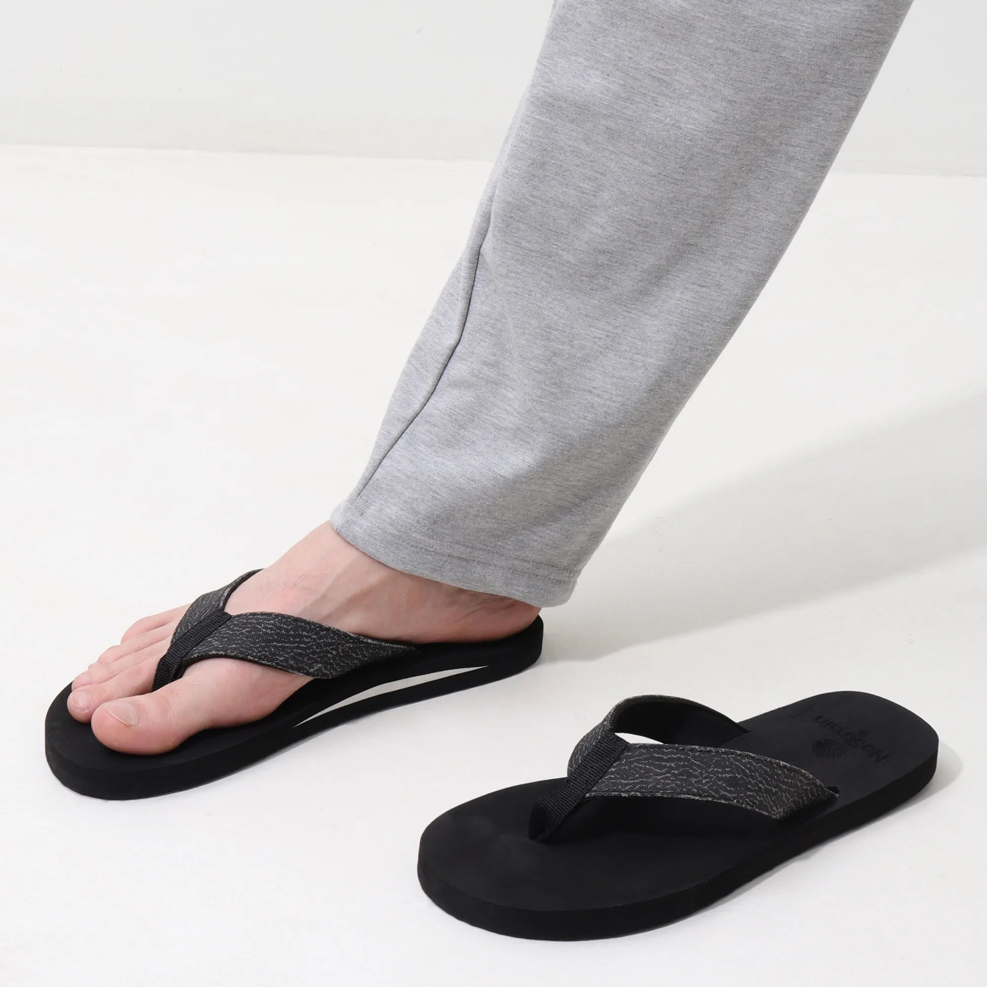 Black Canvas Arch Formal Slippers for Men with Wave Print – AS6