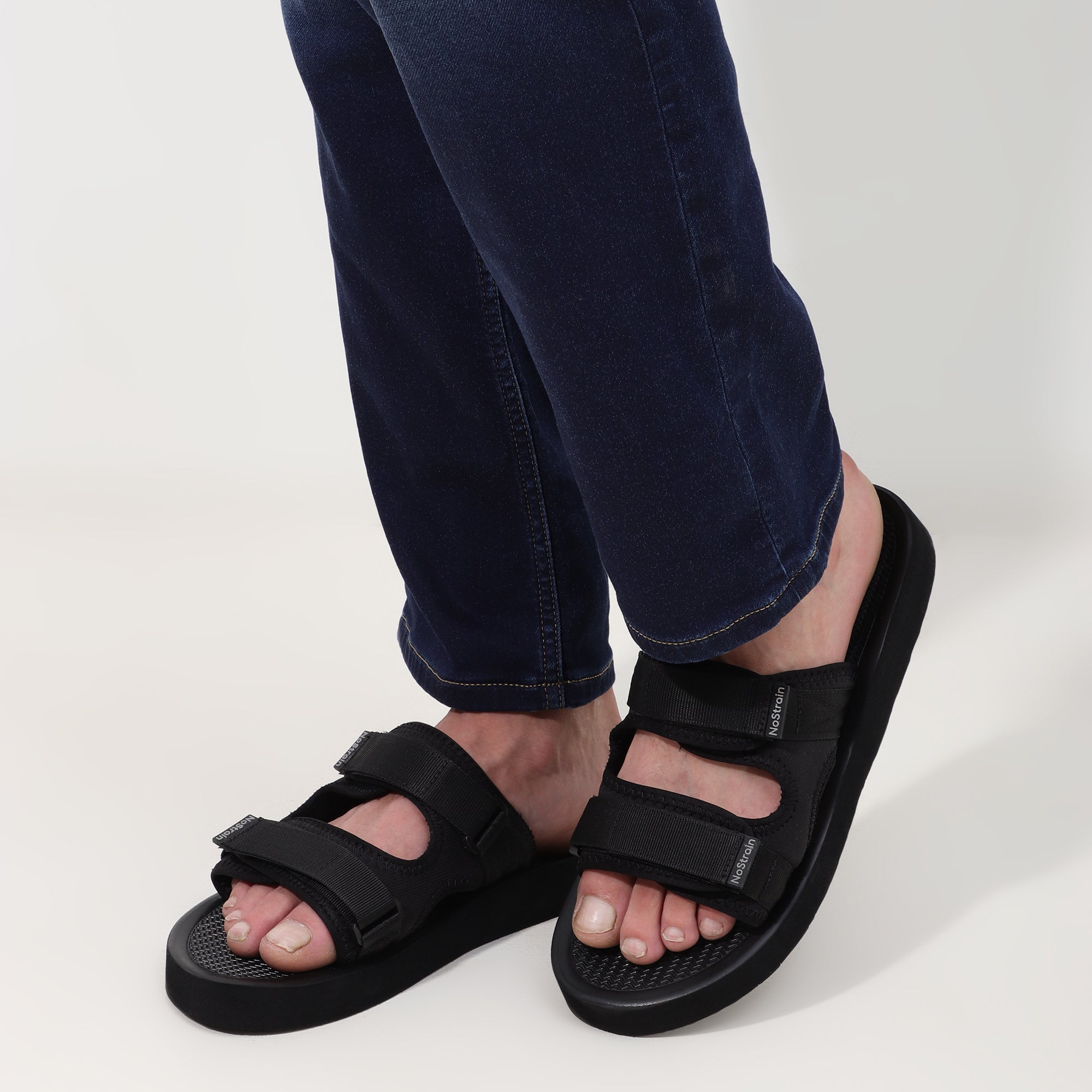 Black platform sandals for men