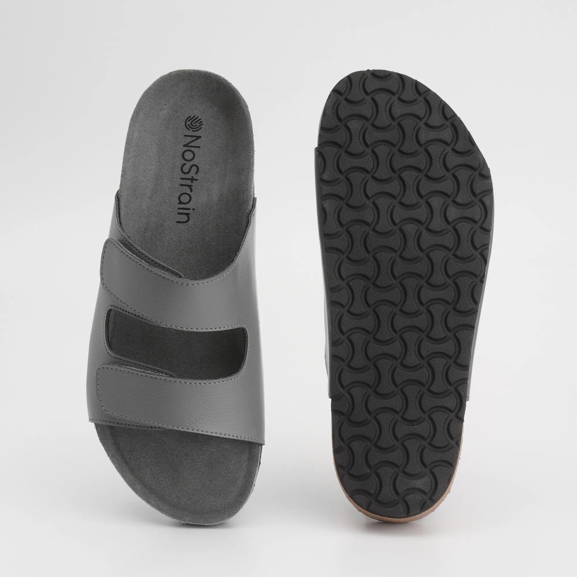 Grey Cork sandals for men with synthetic leather