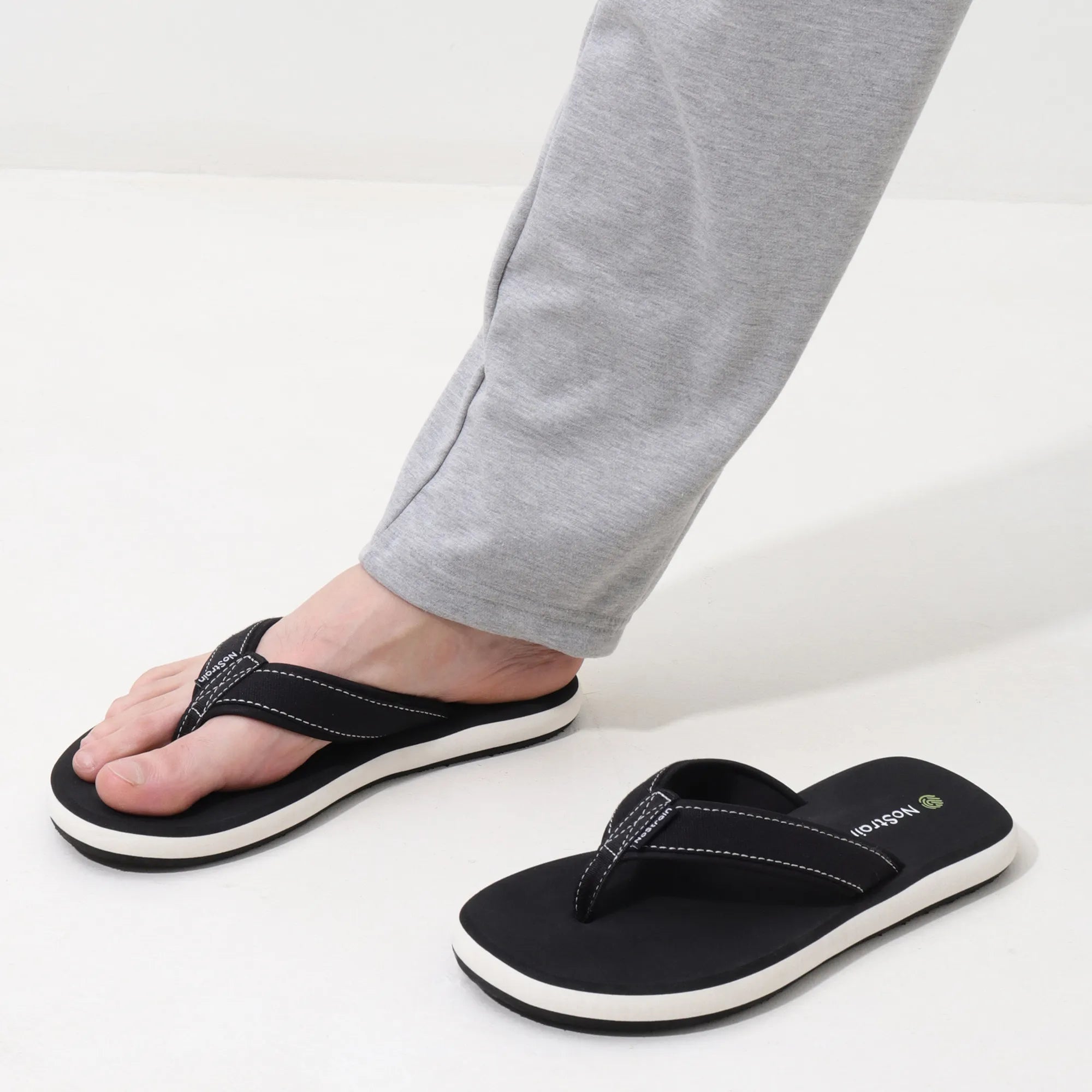 Black & white slippers for men