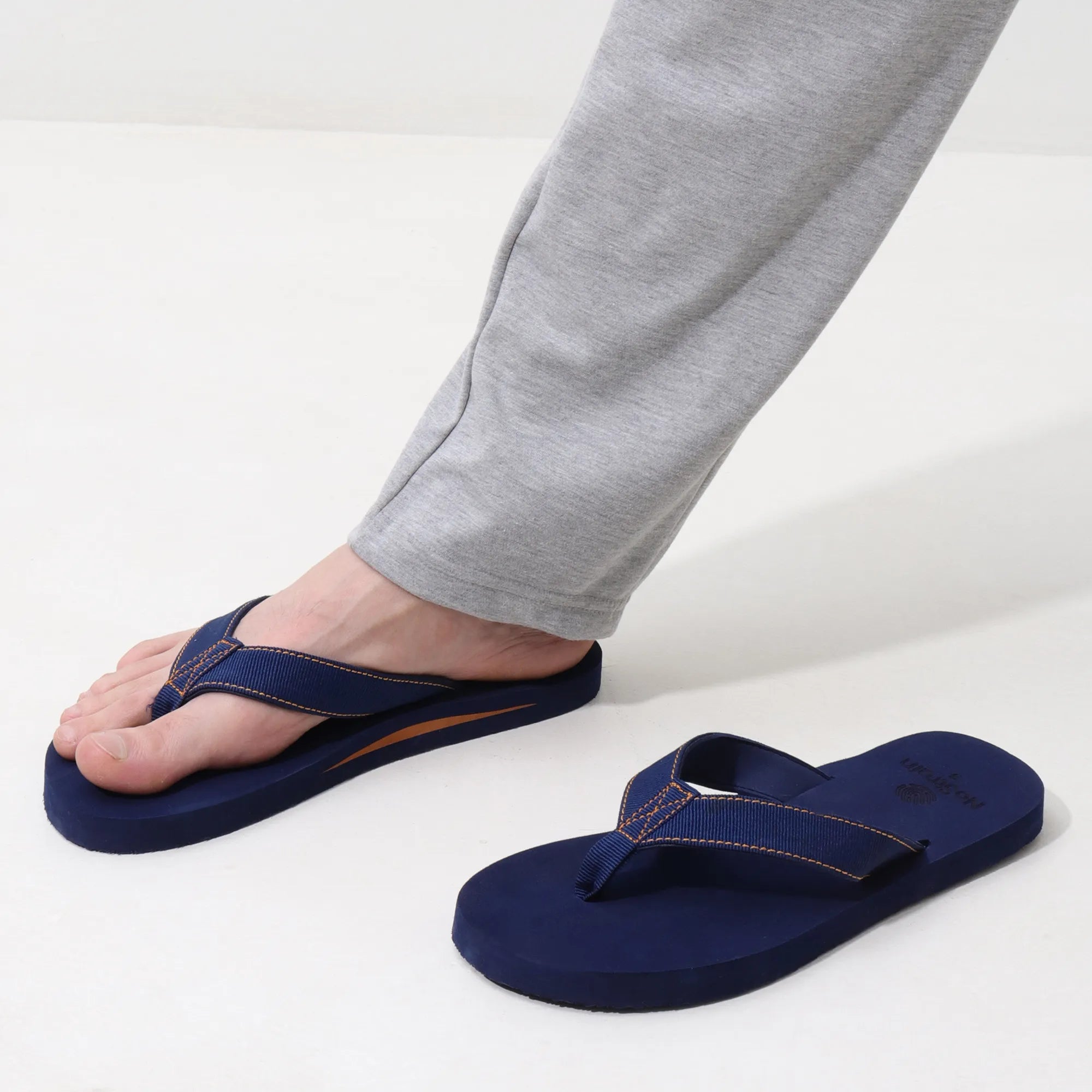 Blue Stripe Casual Slippers for Men – Arch Support and Washable Comfort