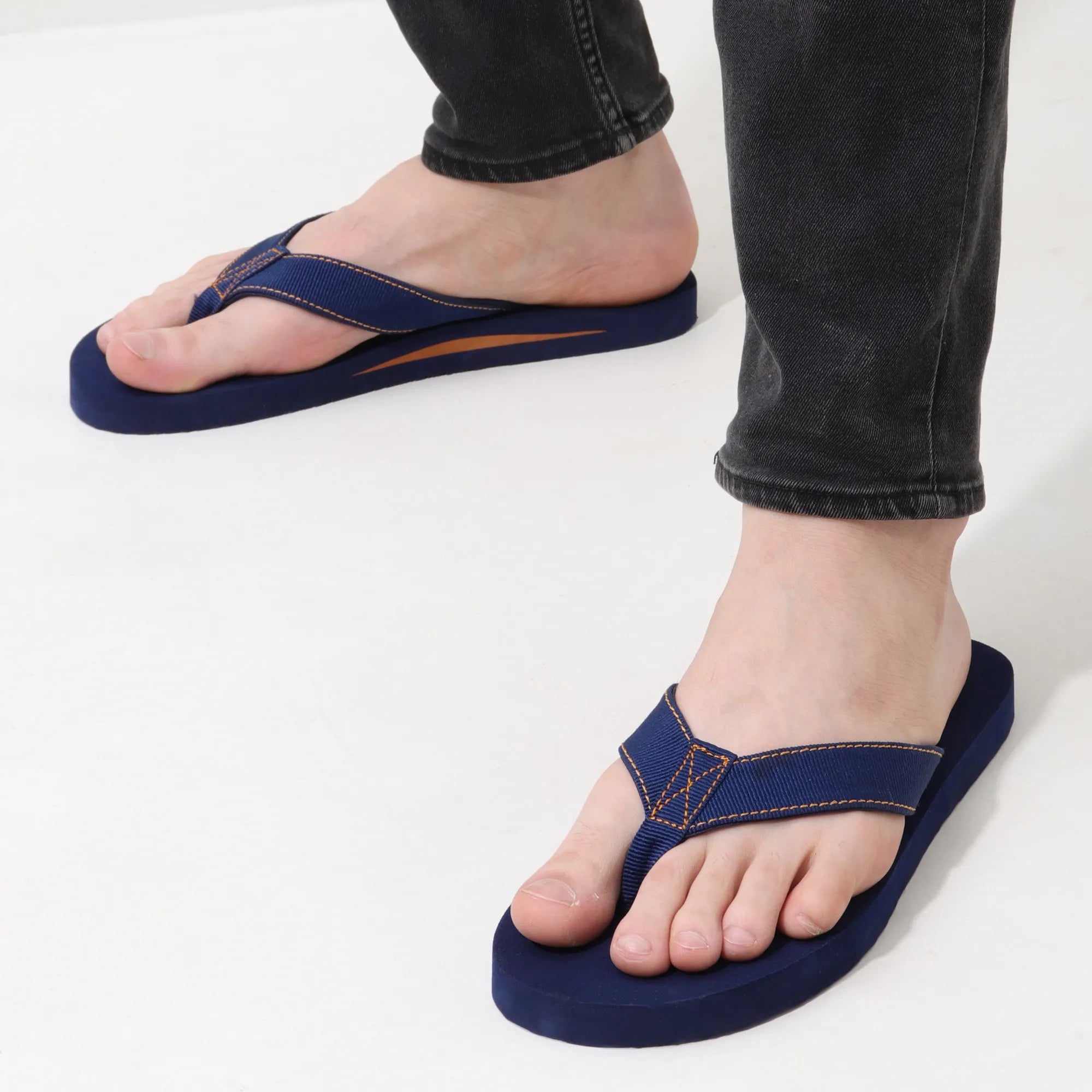 Blue Stripe Casual Slippers for Men – Arch Support and Washable Comfort