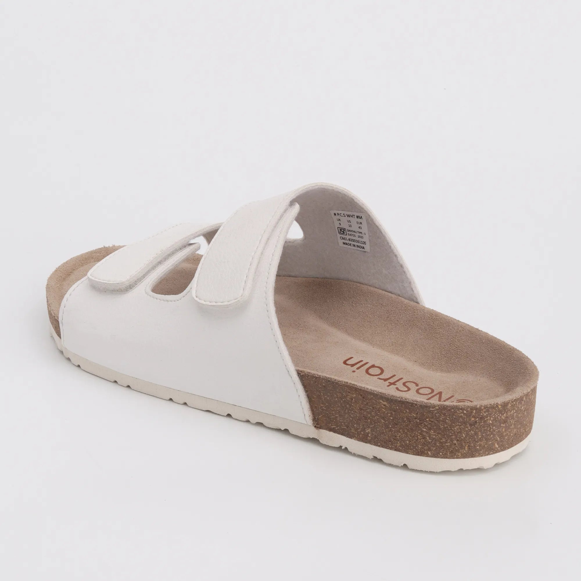 white leather sandals