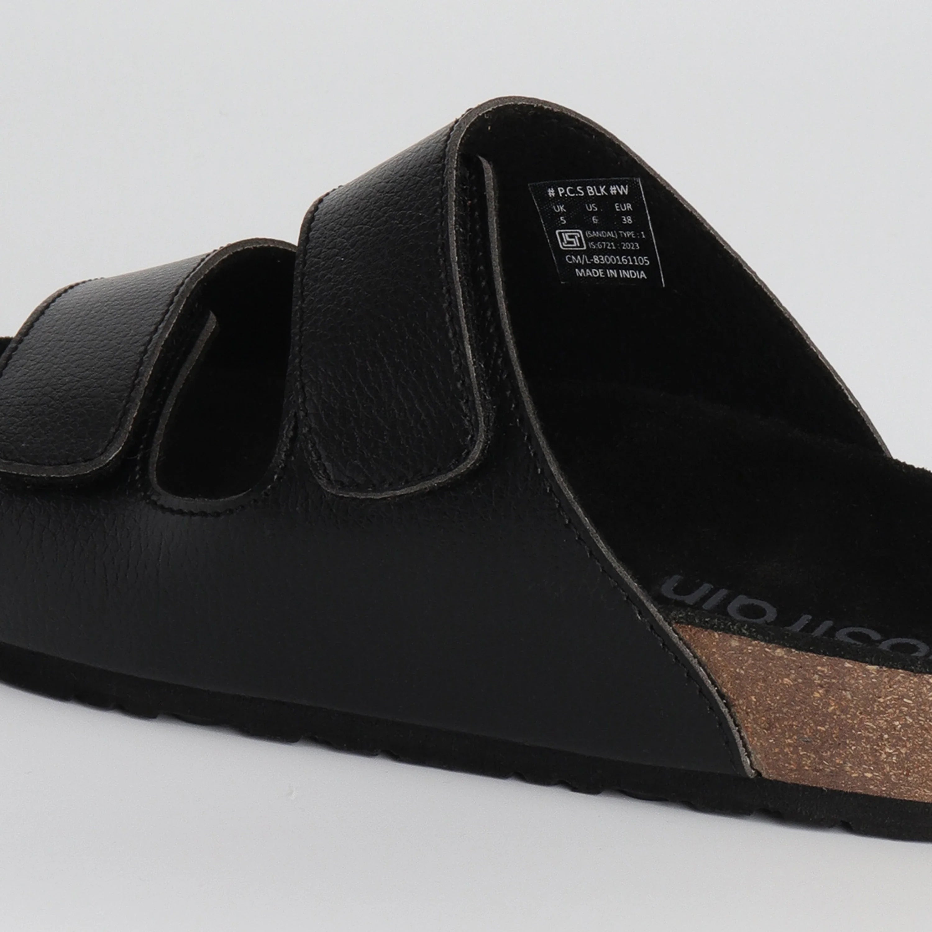 Women's Parallel Black Leather Cork Sandals 2.0
