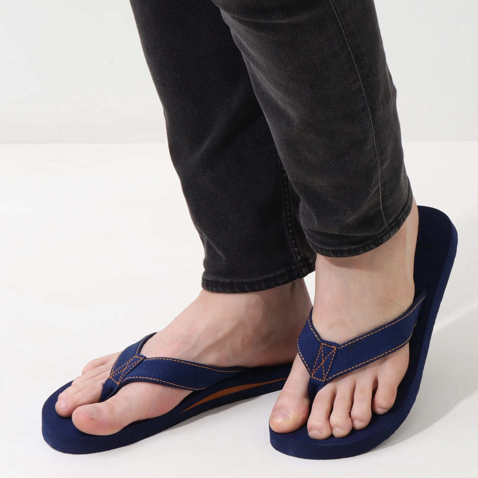 Blue Stripe Casual Slippers for Men – Arch Support and Washable Comfort