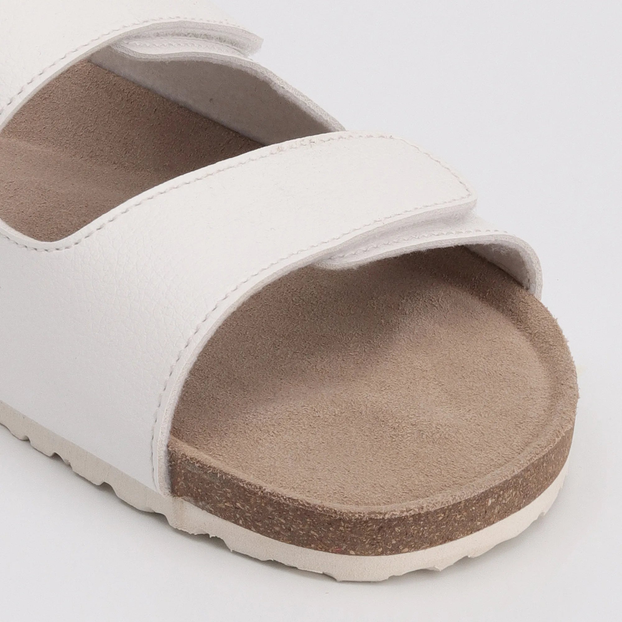 Synthetic white leather sandals