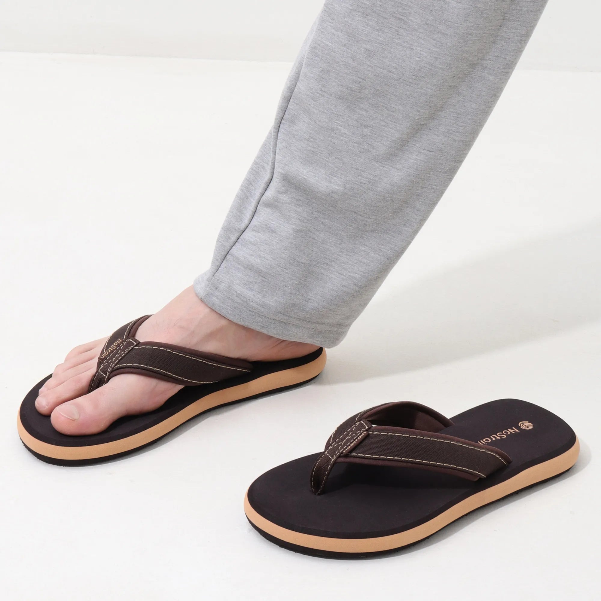 Canvas Brown Slippers for Men – Trendy Comfort for Daily Use (AN4)