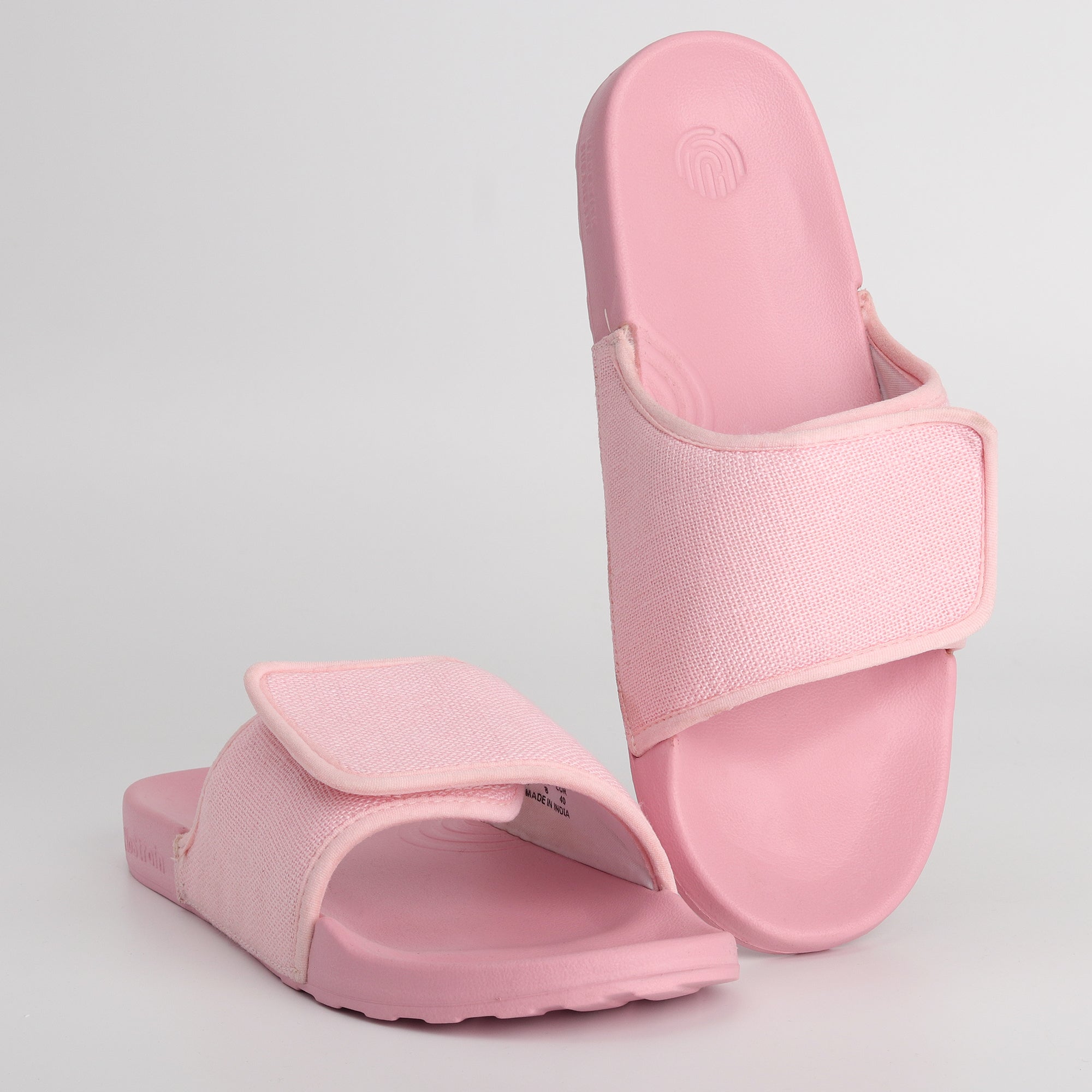Linen Sugar Sliders - Pastel Pink Casual Sliders for Women (Geva 19)
