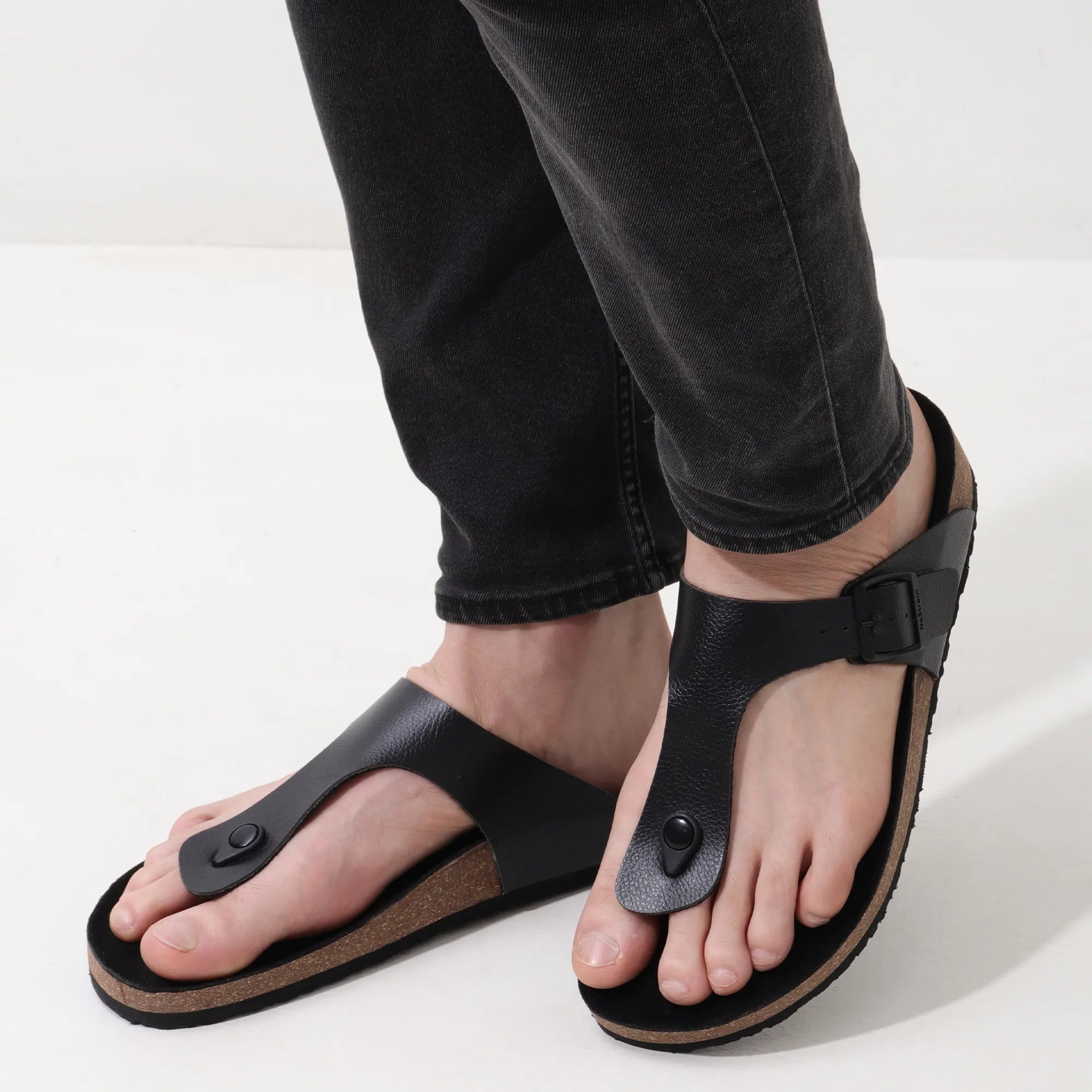 Bold Black Thong Cork Formal Sandals for Men 2.0 – Ultimate Comfort