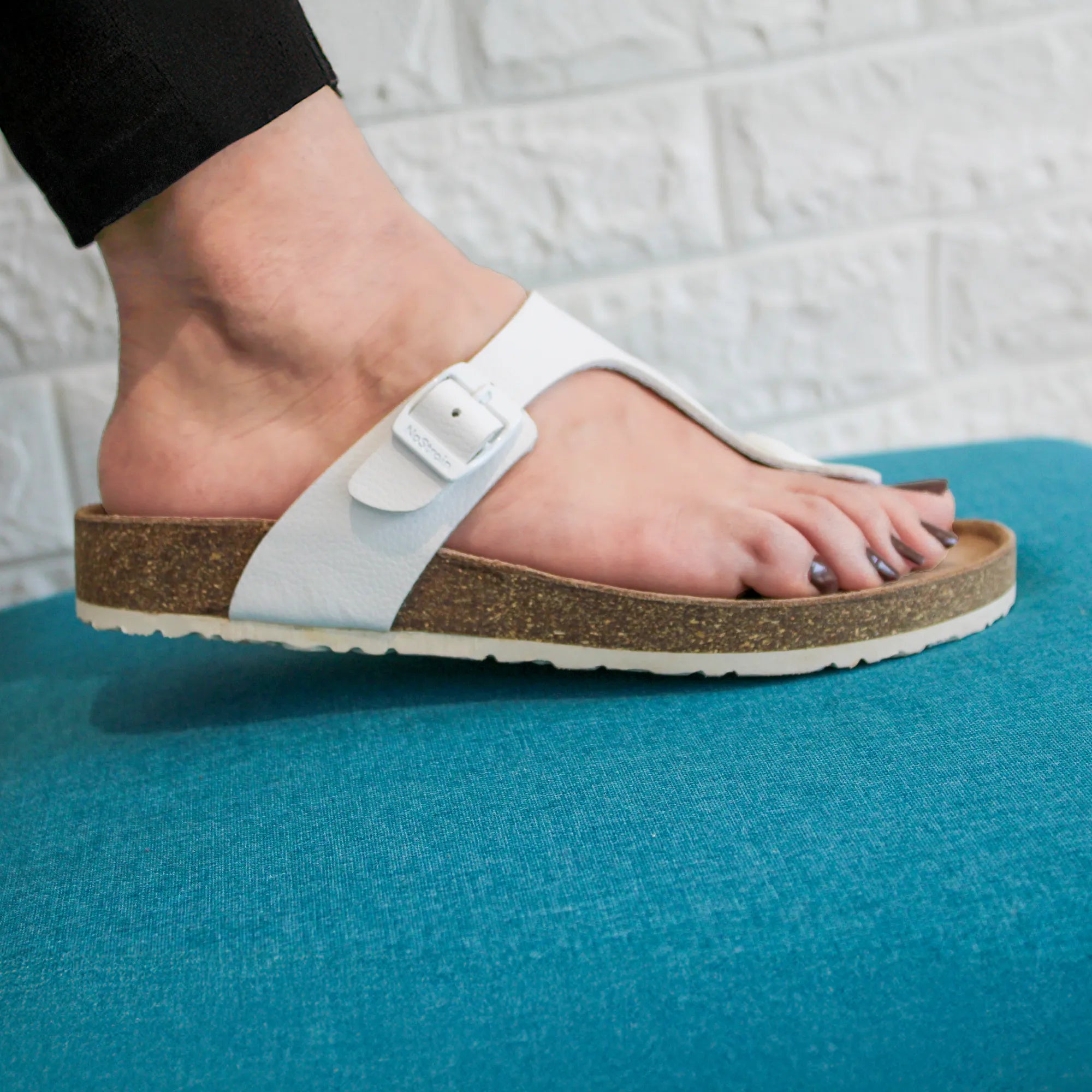 Cork white sandals for ladies