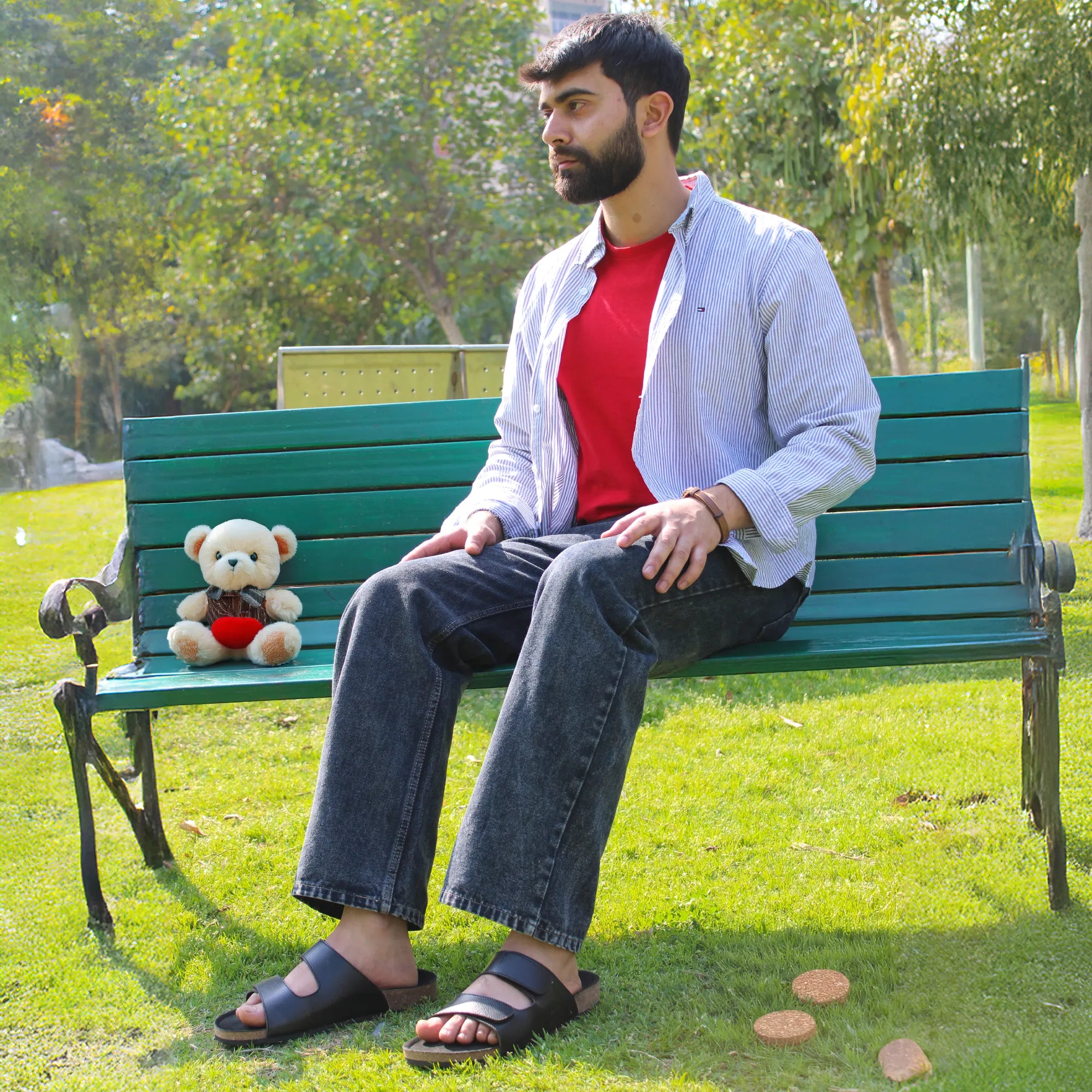 Stylish cork black sandals for men