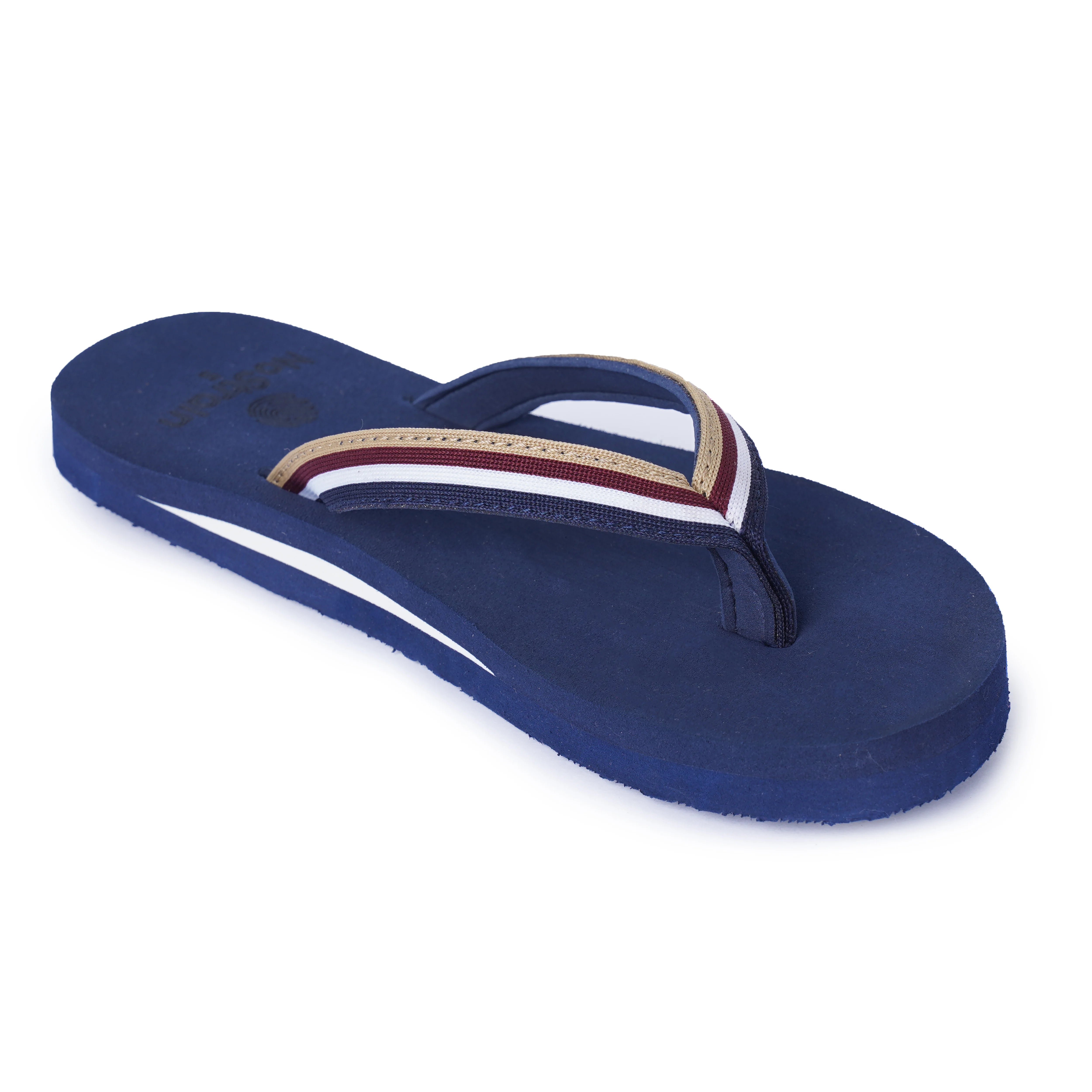 Women’s Navy Multi-Color Stripe Jacquard Arch Slippers – AS20