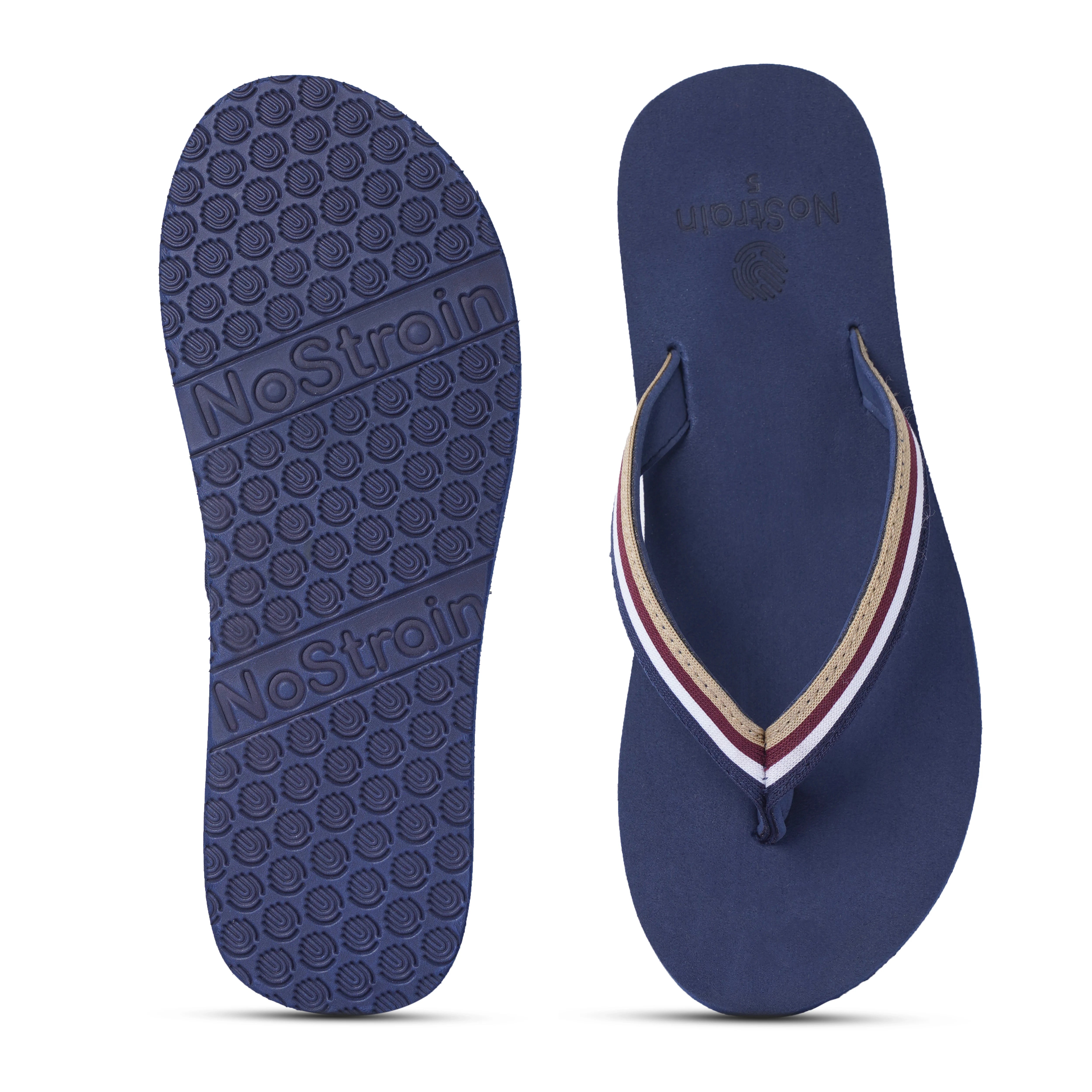 Women’s Navy Multi-Color Stripe Jacquard Arch Slippers – AS20