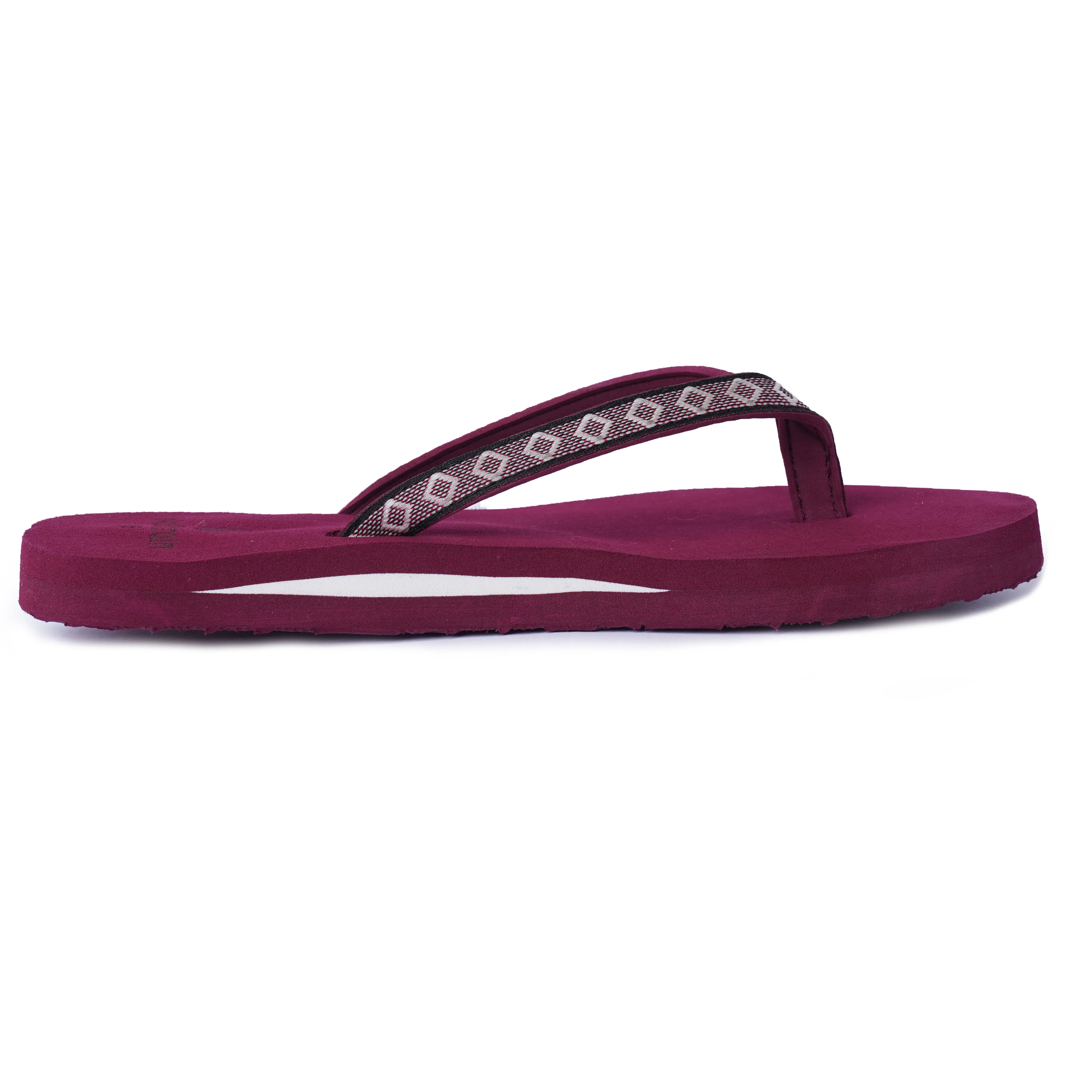 women maroon arch slippers