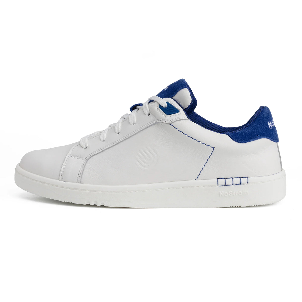 NoStrain ALBA Men Sneakers | Leather Tennis-Style Shoes for Men | Casual Lace-Up Sneakers | Royal Blue & White