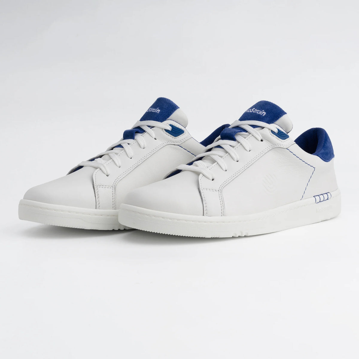 NoStrain ALBA Men Sneakers | Leather Tennis-Style Shoes for Men | Casual Lace-Up Sneakers | Royal Blue & White
