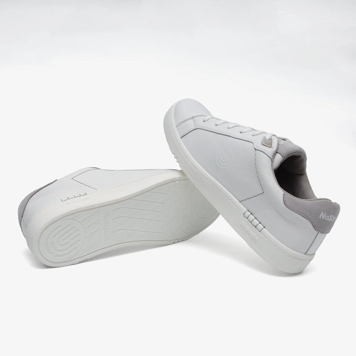NoStrain ALBA Men Sneakers | Leather Tennis-Style Shoes for Men | Casual Lace-Up Sneakers | Frost Grey & White
