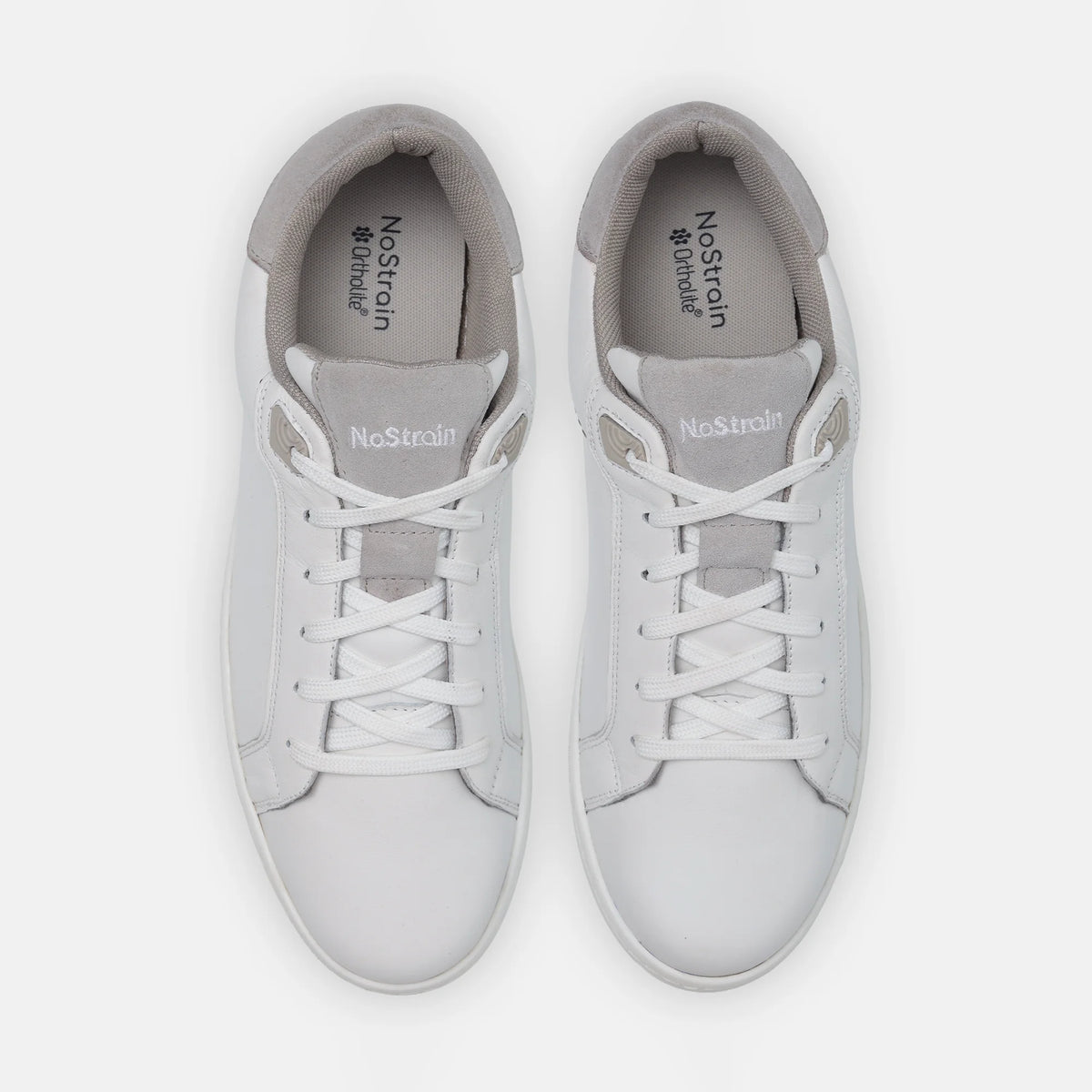 NoStrain ALBA Men Sneakers | Leather Tennis-Style Shoes for Men | Casual Lace-Up Sneakers | Frost Grey & White