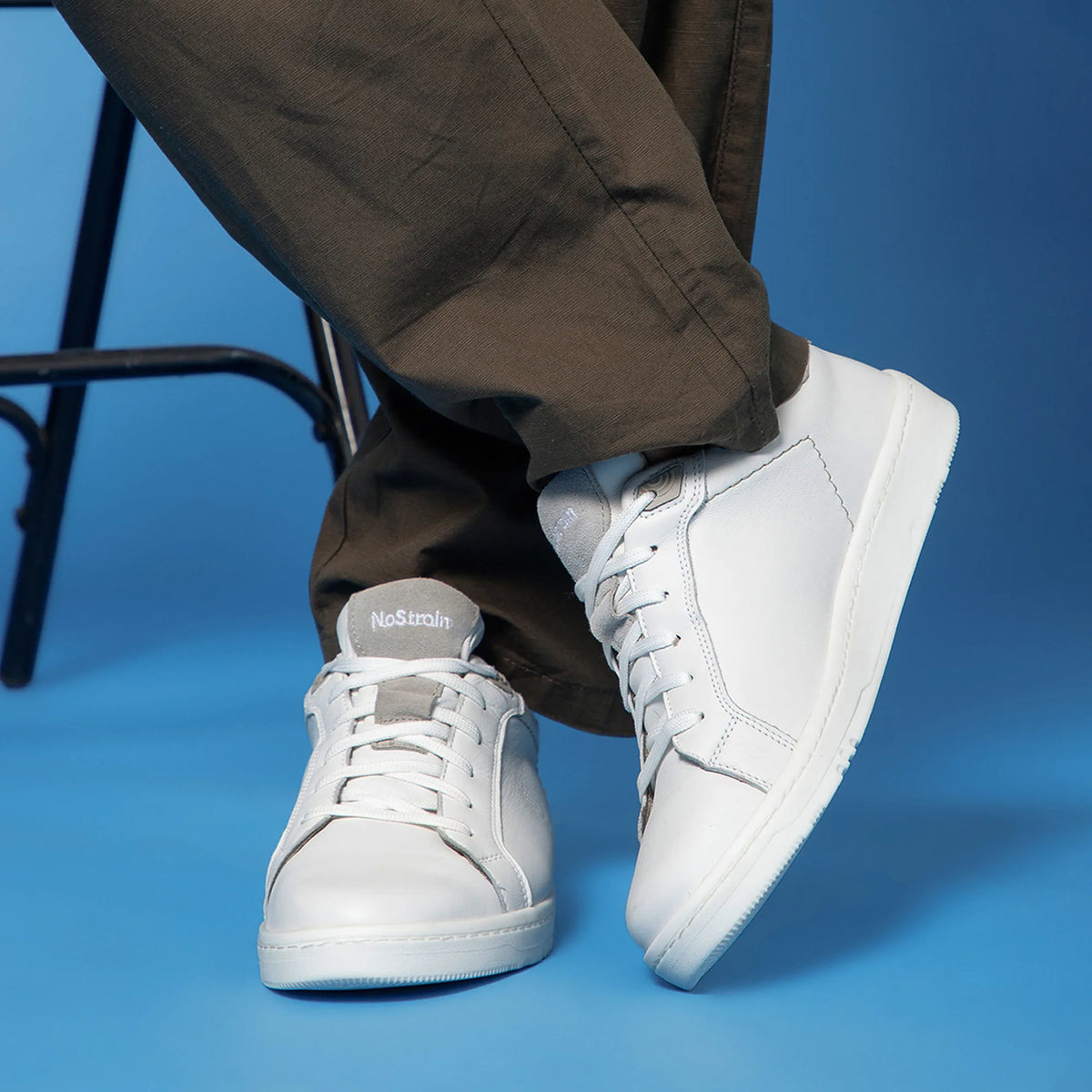 NoStrain ALBA Men Sneakers | Leather Tennis-Style Shoes for Men | Casual Lace-Up Sneakers | Frost Grey & White
