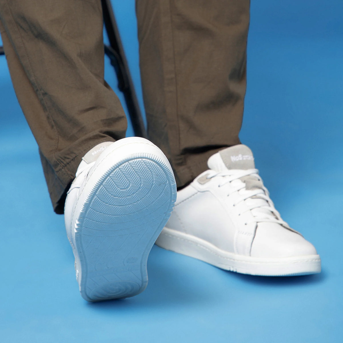 NoStrain ALBA Men Sneakers | Leather Tennis-Style Shoes for Men | Casual Lace-Up Sneakers | Frost Grey & White