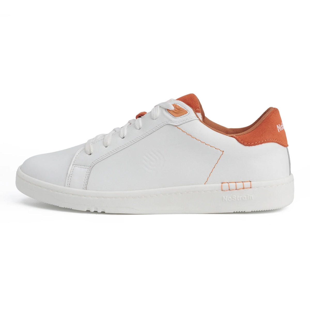 NoStrain ALBA Men Sneakers | Leather Tennis-Style Shoes for Men | Casual Lace-Up Sneakers | Blaze Orange & White