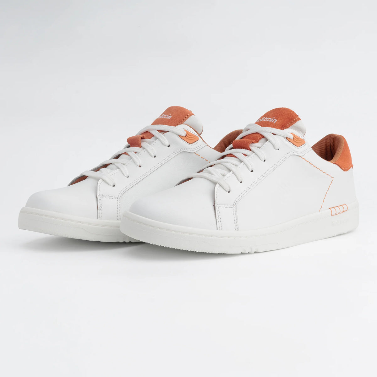 NoStrain ALBA Men Sneakers | Leather Tennis-Style Shoes for Men | Casual Lace-Up Sneakers | Blaze Orange & White