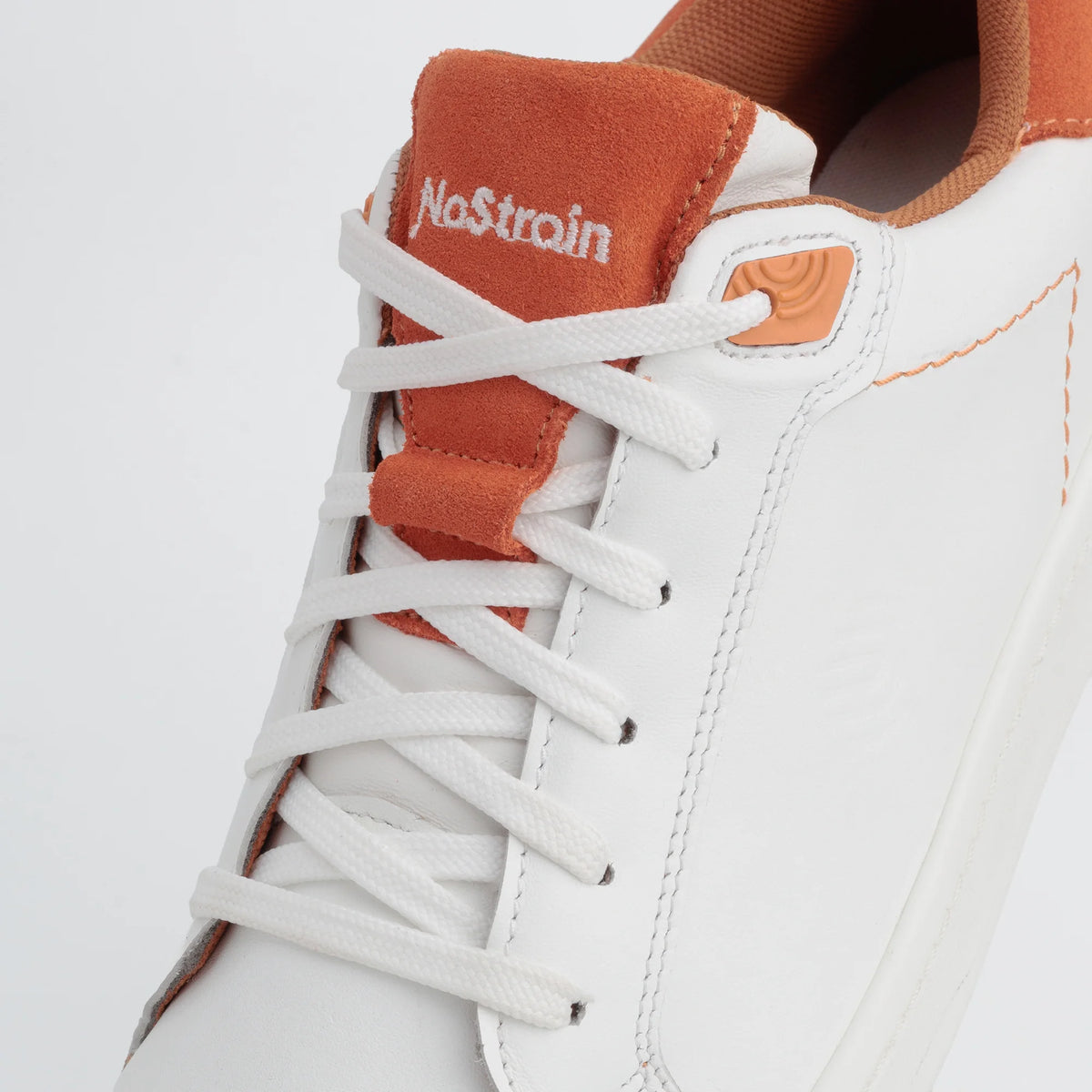 NoStrain ALBA Men Sneakers | Leather Tennis-Style Shoes for Men | Casual Lace-Up Sneakers | Blaze Orange & White