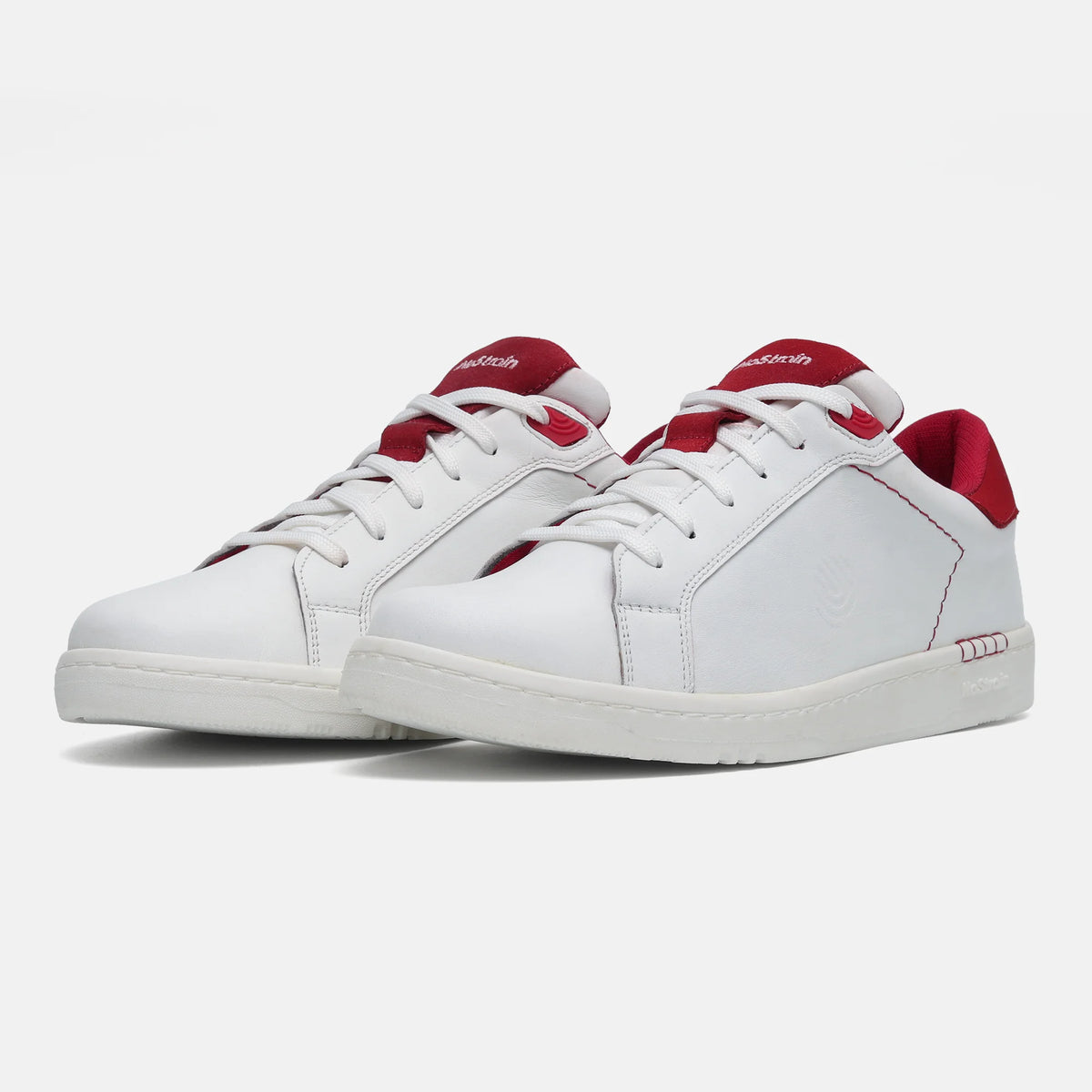 NoStrain ALBA Men Sneakers | Leather Tennis-Style Shoes for Men | Casual Lace-Up Sneakers | Flame Red & White