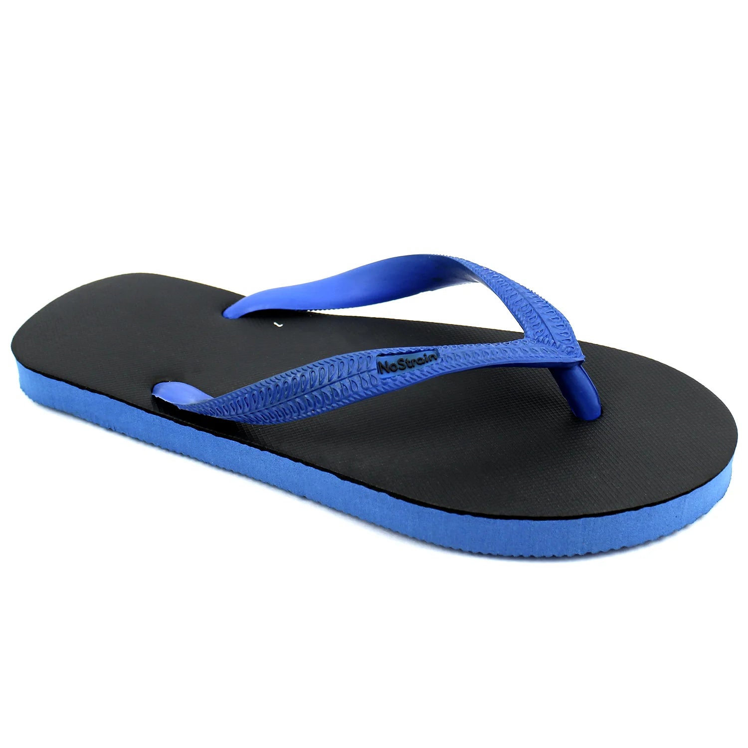 Black & Royal Blue Natural Rubber Slippers for Men