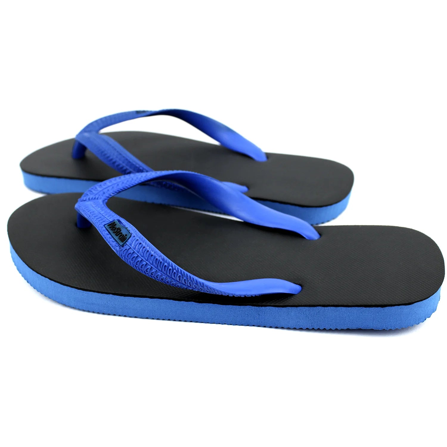 Black & Royal Blue Natural Rubber Slippers for Men