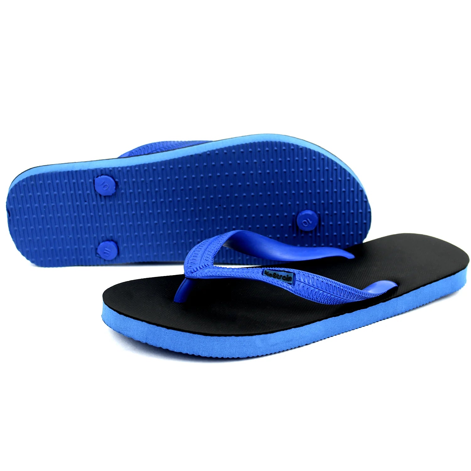Black & Royal Blue Natural Rubber Slippers for Men